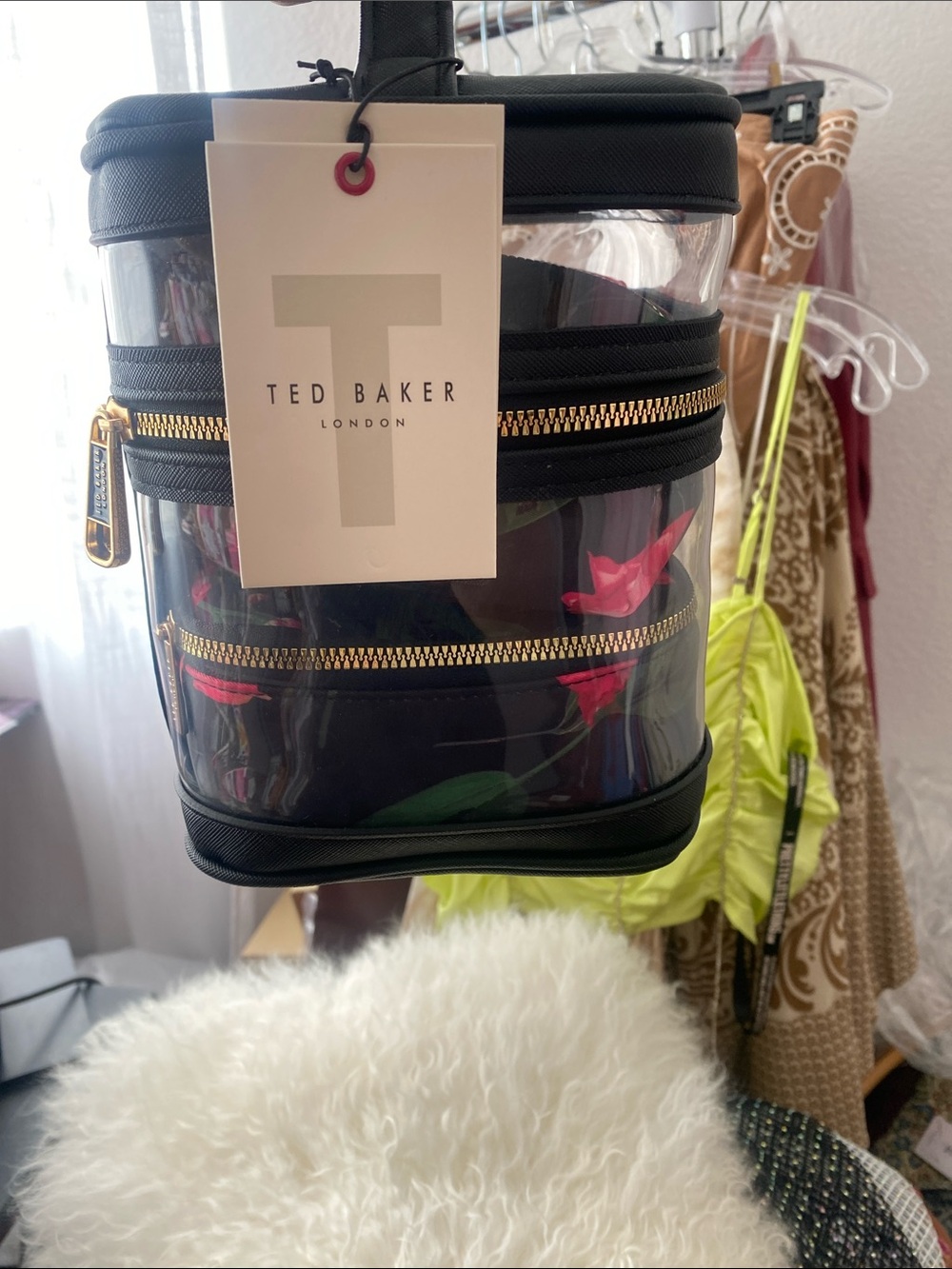 TED BAKER Black Clear Floral 4 Piece Travel Makeup Case NWT! - Picture 5 of 14